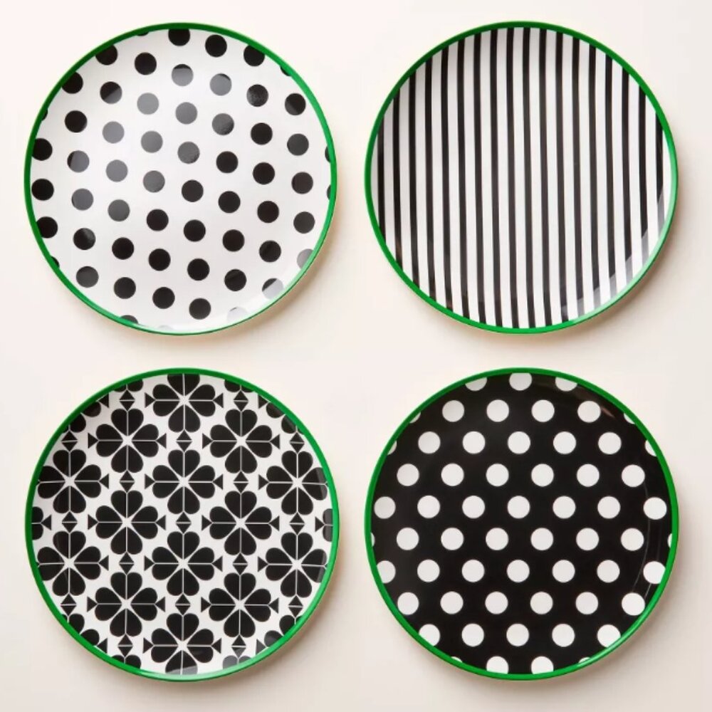 Melamine Salad Plate Set of 4 Black/Cream/Green - kate spade x Target